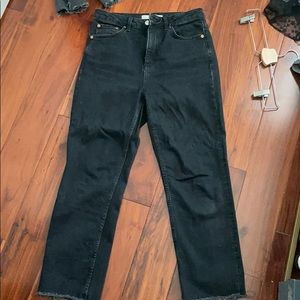 Topshop Straight Leg Raw Hem Denim